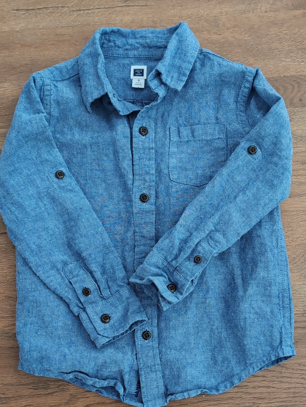 Janie and Jack Cotton/Linen Blend  Long-Sleeve Button-Down Shirt